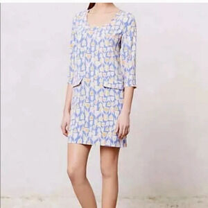 Anthropologie Maeve Blue Tulip Shift Dress Size Small